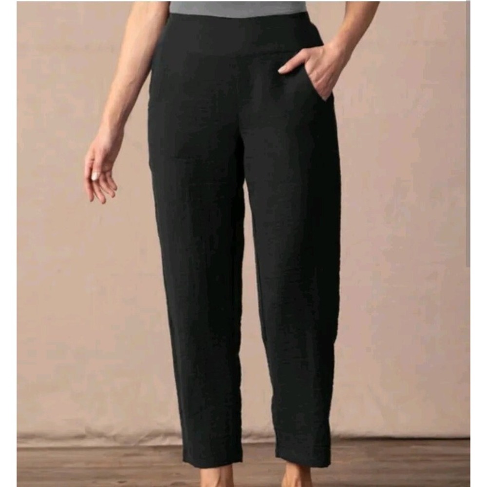 Habitat Clothes to Live In Black Crinkle Pull On Pants Straight Leg 30663 Large